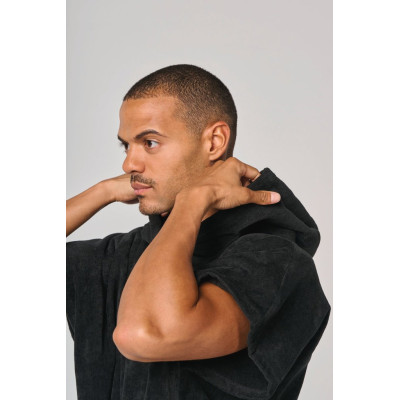 Unisex hooded towelling poncho